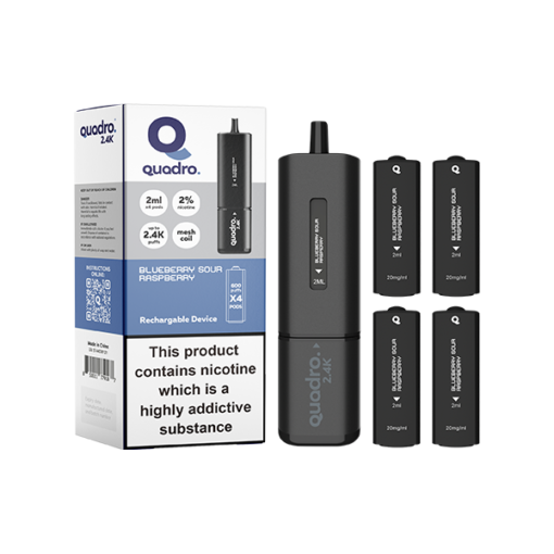 20mg Quadro 2.4K Pod Vape Kit Black Series 2400 Puffs - Image 7