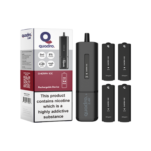 20mg Quadro 2.4K Pod Vape Kit Black Series 2400 Puffs - Image 5