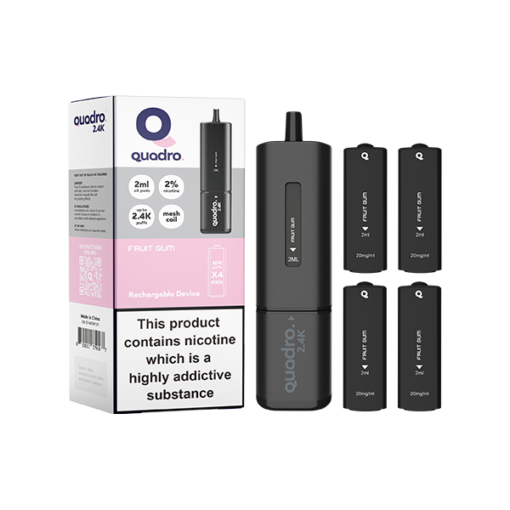 20mg Quadro 2.4K Pod Vape Kit Black Series 2400 Puffs - Image 4