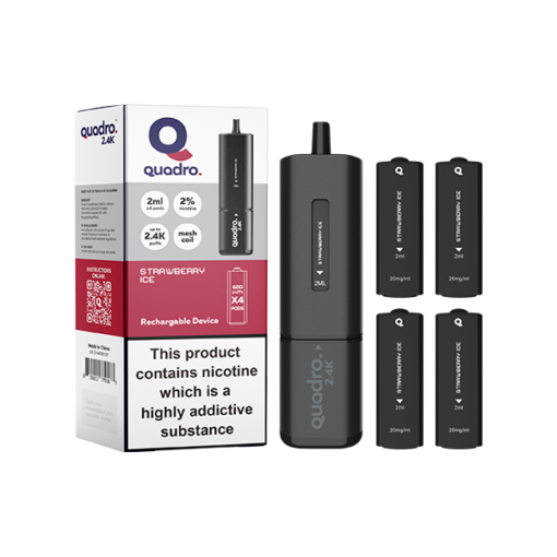 20mg Quadro 2.4K Pod Vape Kit Black Series 2400 Puffs - Image 12