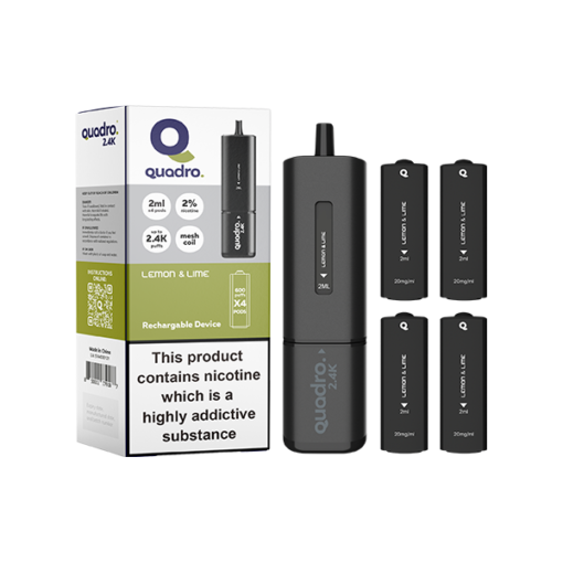 20mg Quadro 2.4K Pod Vape Kit Black Series 2400 Puffs - Image 6