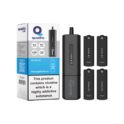 20mg Quadro 2.4K Pod Vape Kit Black Series 2400 Puffs - Image 11