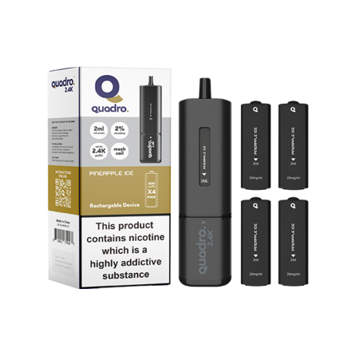 20mg Quadro 2.4K Pod Vape Kit Black Series 2400 Puffs - Image 14