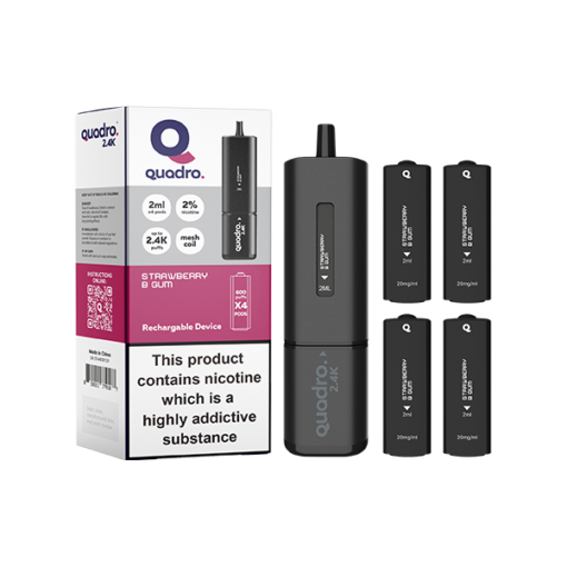 20mg Quadro 2.4K Pod Vape Kit Black Series 2400 Puffs - Image 8